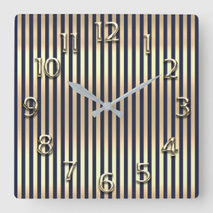 Horloge Carrée Stripes de la Marine bleue