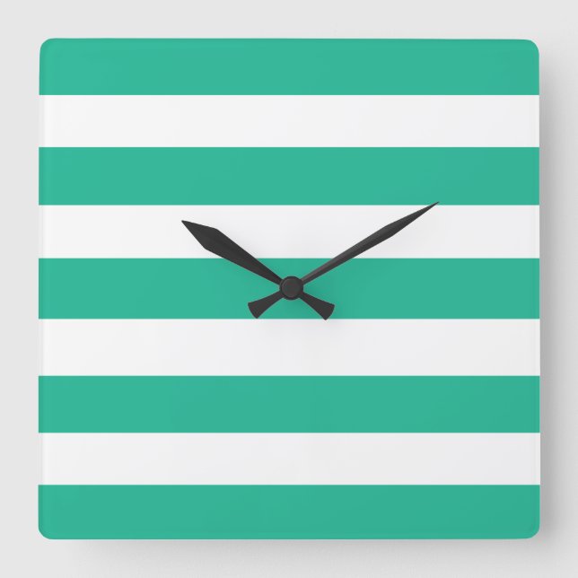 Horloge Carrée Strpes Green and White Deckchaise (Recto)