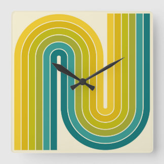 Horloge Carrée Style 1970s Arched Stripes Motif géométrique