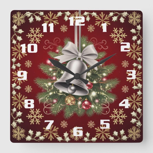 Horloge Carrée Style et élégant orné et beau Noël (Recto)
