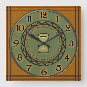 Horloge Carrée Style Honey Maple and Pine Pottery Craftsman