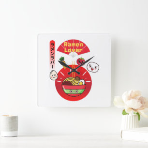 HORLOGE CARRÉE STYLE KAWAII DE RAMEN LOVER