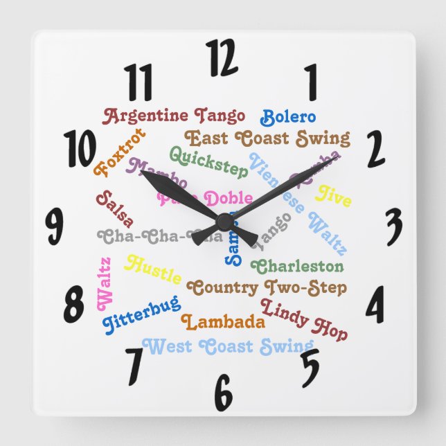 Horloge Carrée Styles de danse de salle de bal (Recto)