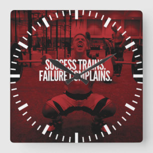 Horloge Carrée Succès Trains Échec Plains. Motivation du gymnase