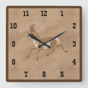 Horloge Carrée Sud-Ouest Running Pronghorn Antelope
