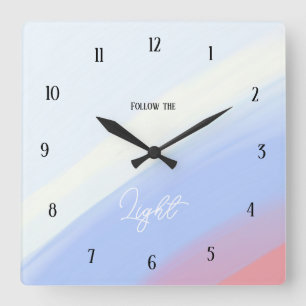 Horloge Carrée Suivez la Lumière – Dégradé Inspirant