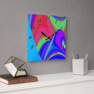 Horloge Carrée Summerfeel, Rainbowart 3D Abstrait