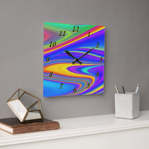 Horloge Carrée Summerfeel, Rainbowart 3D Abstrait
