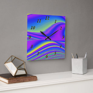 Horloge Carrée Summerfeel, Rainbowart 3D Abstrait