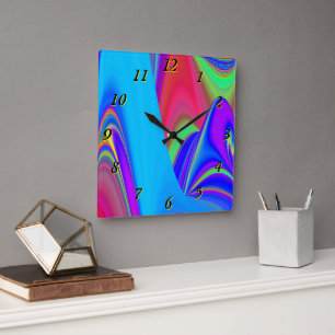 Horloge Carrée Summerfeel, Rainbowart 3D Abstrait
