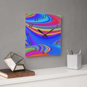 Horloge Carrée Summerfeel, Rainbowart 3D Abstrait