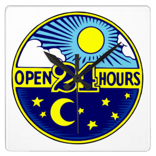 Horloge Carrée Sun et lune ouvrent 24 heures