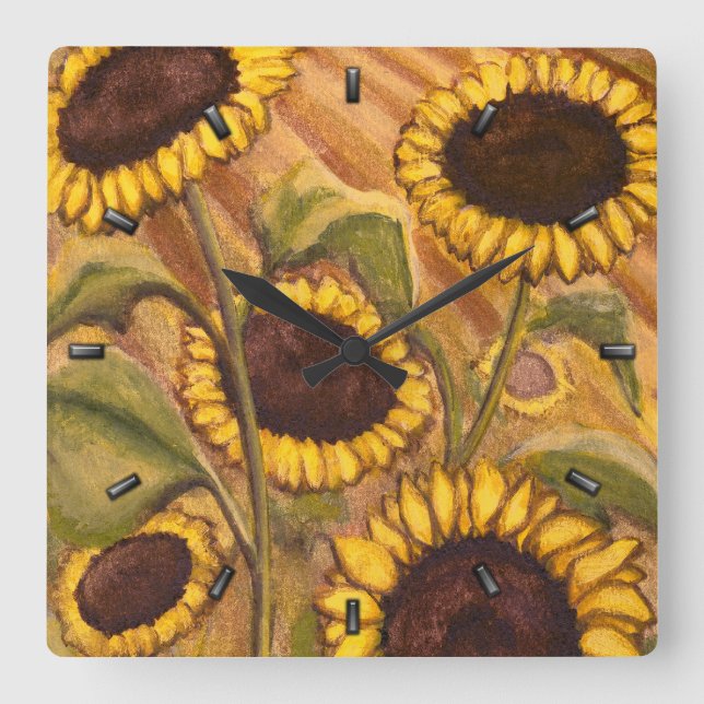 Horloge Carrée Sunflower Clock Yellow (Recto)