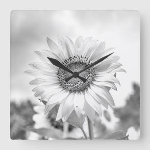Horloge Carrée Sunflower Wall Art, Venin, Clock, Sunflower Toxits
