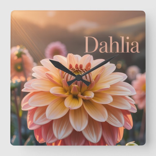 Horloge Carrée Sunset Dahlia Garden (Recto)