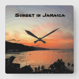 Horloge Carrée Sunset en Jamaïque