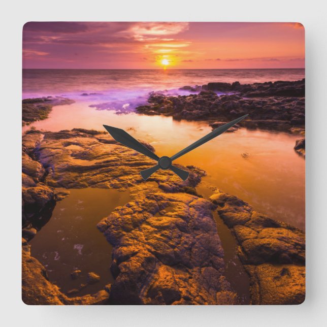 Horloge Carrée Sunset over tide pools, Hawaii (Recto)