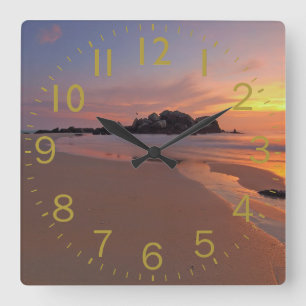Horloge Carrée Sunset plage