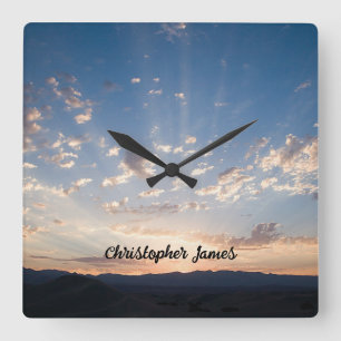 Horloge Carrée Sunset Sky Personnalisé
