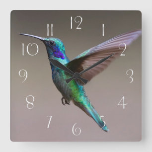 Horloge Carrée Superbe colibri en vol