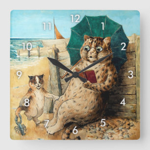 Horloge Carrée Sur La Plage, Louis Wain