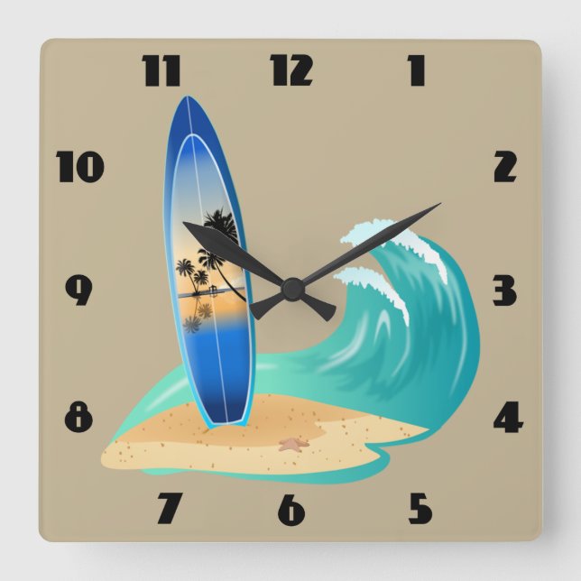 Horloge Carrée surf (Recto)