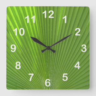 Horloge Carrée Surfaces naturellement Cool_Palm Frond (avec chiff