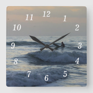 Horloge Carrée Surfer Attend L'Horloge Mur