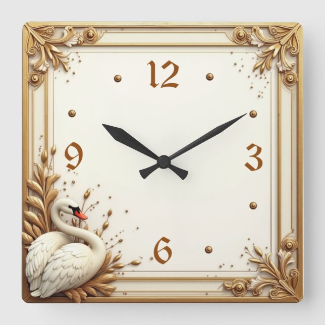 Horloge Carrée Swan Art déco (Recto)