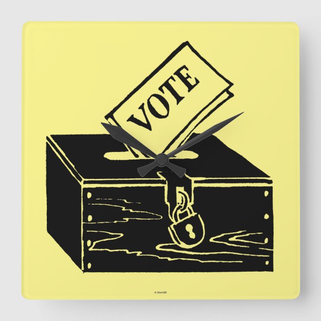 Horloge Carrée Symbole : Boîte de vote (Recto)