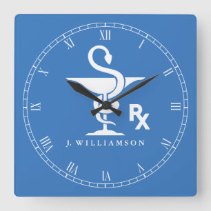 Horloge Carrée Symbole de la pharmacologie Bowl of Hygenia