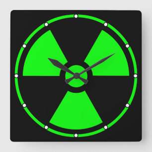 Horloge Carrée Symbole de rayonnement radioactif nucléaire en poi
