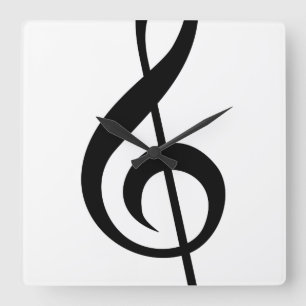 Horloge Carrée Symbole musical G-Clef Treble Clef