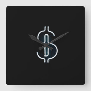 Horloge Carrée Symbole néon dollar