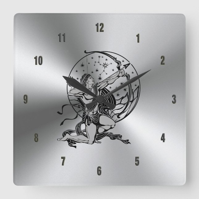 Horloge Carrée SYMBOLE STYLE INOXYDABLE Métallique brillant (Recto)