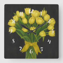 Tableau noir Tulipes jaunes