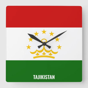 Horloge Carrée Tadjikistan Drapeau éblouissant patriotique