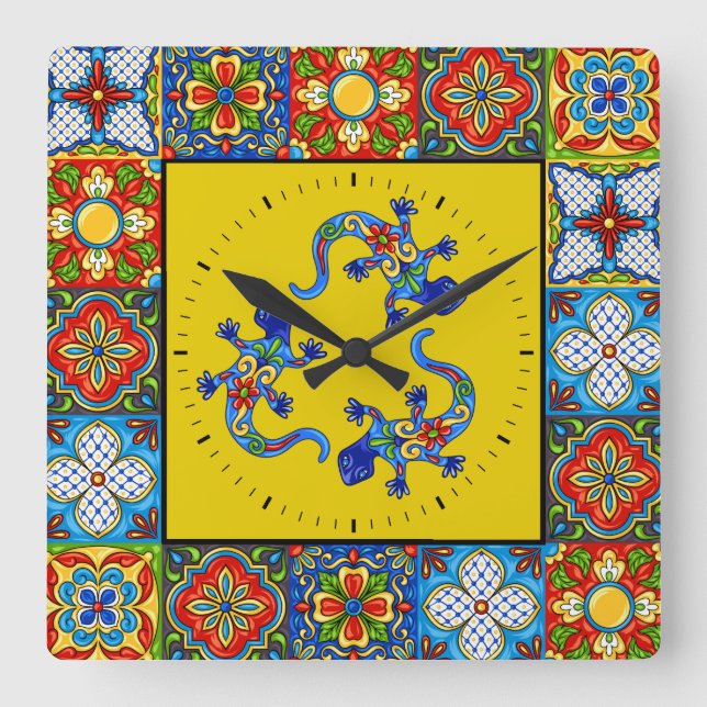 Horloge Carrée Talavera couvre de tuiles l'horloge d'IMAGES (Recto)