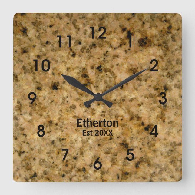 Horloge Carrée Tan Granite Pattern Acrylic Wall Clock (Recto)