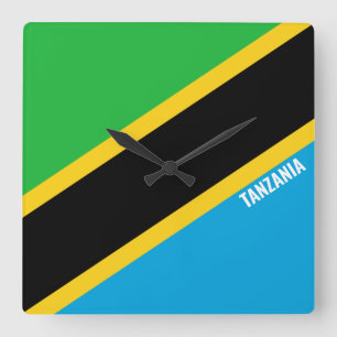 Horloge Carrée Tanzanie Drapeau éblouissant patriotique