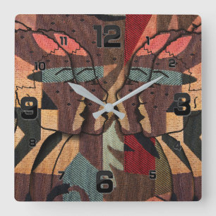 Horloge Carrée Tapisserie africaine
