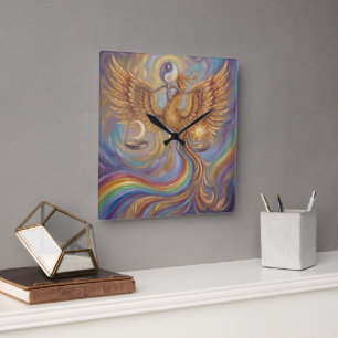 Horloge Carrée Tapisserie murale spirituelle Phoenix Balance