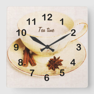 Horloge Carrée Tasse de thé de Chai de spécialité