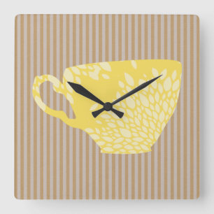 Horloge Carrée Tasse et rayures modernes