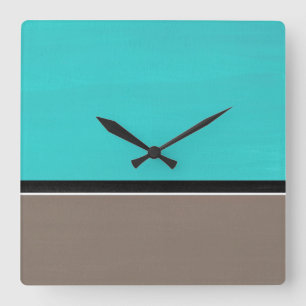 Horloge Carrée Taupe Turquoise moderne