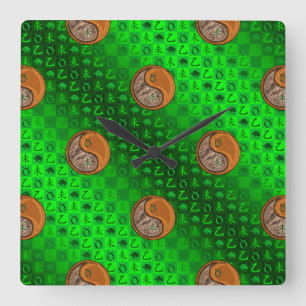 Horloge Carrée Taureau & Chèvre de bois