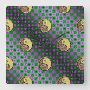 Horloge Carrée Taureau & Métal Sanglier