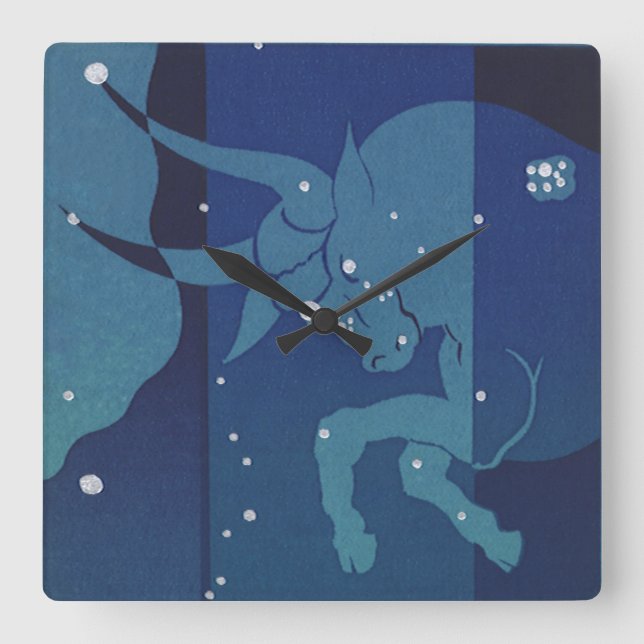 Horloge Carrée Taurus Bull Constellation Astrologie Zodiaque Vint (Recto)