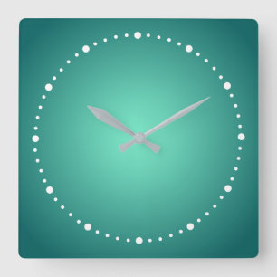 Horloge Carrée Teal Bleu Vert Clair aux Teintes Foncées
