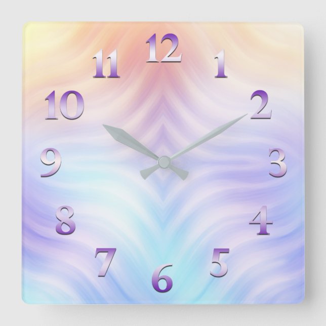 Horloge Carrée Teal orange lavender (Recto)